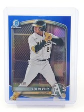 LEO DE VRIES 2025 BOWMAN CHROME BLUE REFRACTOR #BDC-87 /150 ATHLETICS Q4856