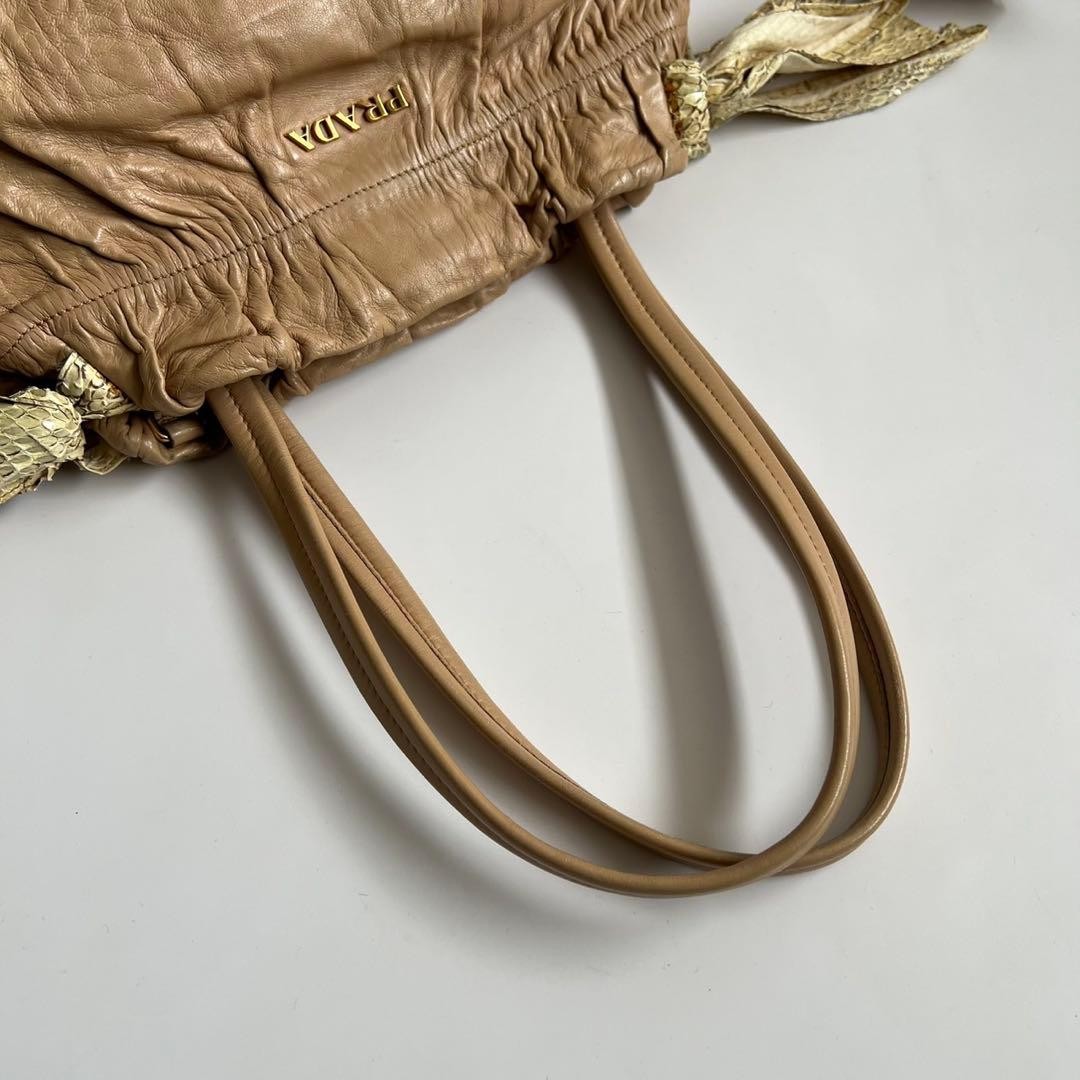 PRADA Python Ribbon Shoulder Tote Bag, Leather, S… - image 6
