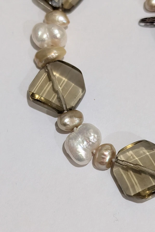 Lucas Robert Designer Sterling Silver Baroque Pearl Smoky Quartz 19" Necklace  - Image 3 of 4