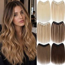 V-Shape Clip in 100 Remy Human Hair Extensions One Piece Hairpiece 3/4Full Head