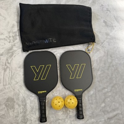 James Perse Yosemite Pickleball Paddle Set with Mesh Bag Black/Yellow