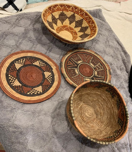 4 African baskets/mats Vintage nice hausa