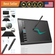 Drawing Tablet 8192 Levels Pressure, Battery-Free Stylus, 8 Hot Keys, Black