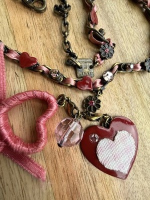Konplott Kette Collier alte Kollektion Messing rosa rot Herz Tracht Oktoberfest