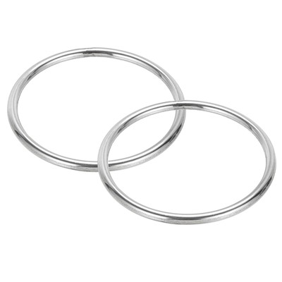 2Pcs 3'' Metal O Rings 304 Stainless Steel Smooth Round Rings 5mmx80mm