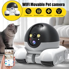 Pet Camera Robot Wireless 1080P Movable Duel Lens Pet Camera Battery-Powered US