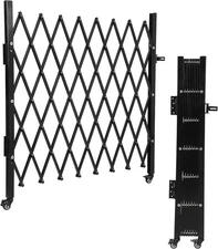 Single Folding Security Gate, 50" H x 43" W Flexible Expanding Black