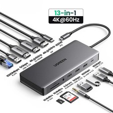 USB C Docking Station 13 in 1 4K Triple Display Dual HDMI 10Gbps USB C HUB 100W