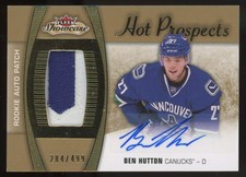 2015-16 Fleer Showcase Hot Prospects Patch Ben Hutton RC Auto 284/499 #158