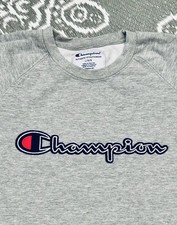 Felpa girocollo vintage Champion tessuto rovesciato uomo L grigia logo ricamato Y2K