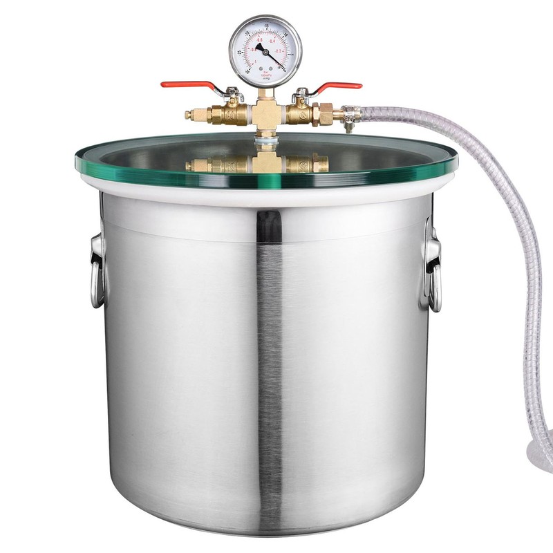 5 Gallon Stainless Steel Vacuum Chamber Glass Lid Set Stabilizing Wood Urethanes