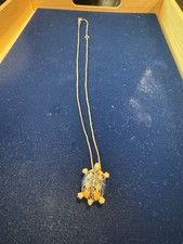 Vintage Sterling 3D Turtle Pendant Necklace on 18"