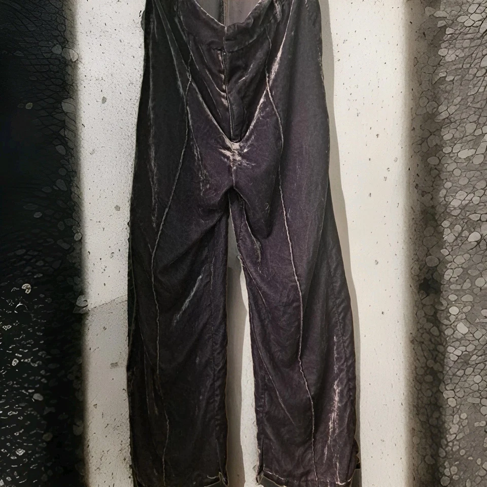 ZARA Azul Con Tono Púrpura Terciopelo Aplastado Conjunto Cintura Alta Top y Pantalones S Foto 2 de 4