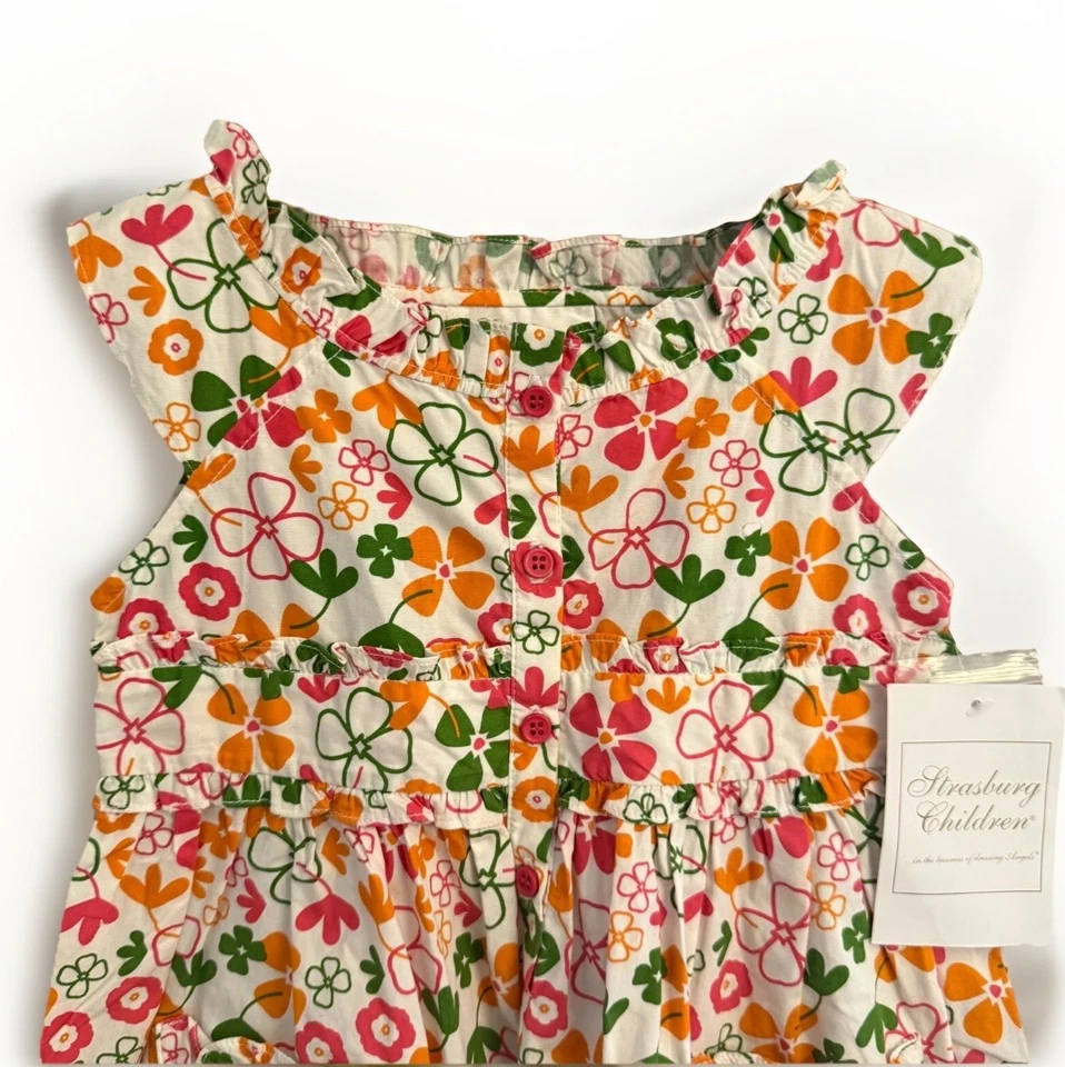 Strasburg Children Dress 3Y NWT ~ 100% Cotton Vintage Floral Ruffle Summer Dress - Image 3 of 4