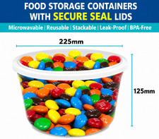 Round Clear Food Storage Containers With Lids Reusable Kitchen Catering Take UK