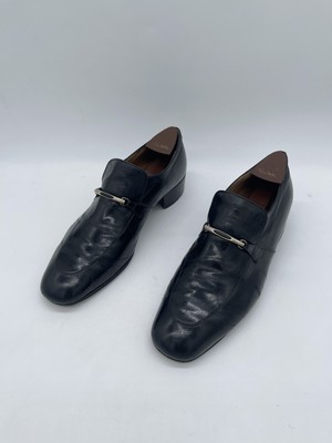 Vintage Artioli Men's Handmade Italian Leather Loafers Black Dress Shoes Sz 8.5D