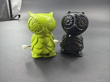 Nathan Jurevicius Retro Owl Wind Up Toy Figure Lot Of 2 Black  Green,