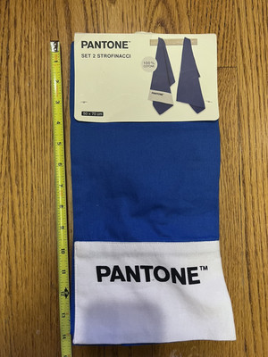 Pantone  Tea Towel 2 Pc Set 50x70 cm Cotton Blue BRAND NEW w/Tags Waffle + Plain