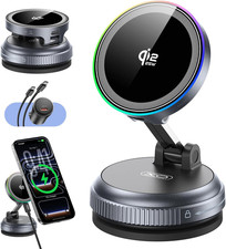 Qi2.2 Magnetic Car Mount Charger,25W Fast Wireless Charging Stand with RGB Light