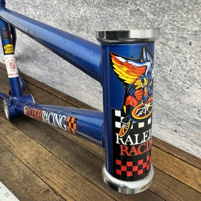 Vintage Raleigh Racing BMX Bike Frame Old School 18.5in Blue Steel