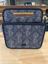 Thirty One Double Duty Caddy Crosshatch Navy Pattern Storage Compartment