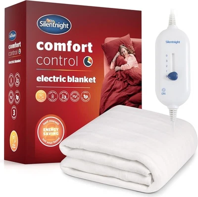 Silentnight Comfort Control Electric Blanket, 3 Heat Setting, SINGLE 135 x 72 cm