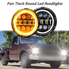 Pair 7 Round Headlight Fits Chevy 1961-74 C10 Pickup 1967-1981 Camaro Trucks