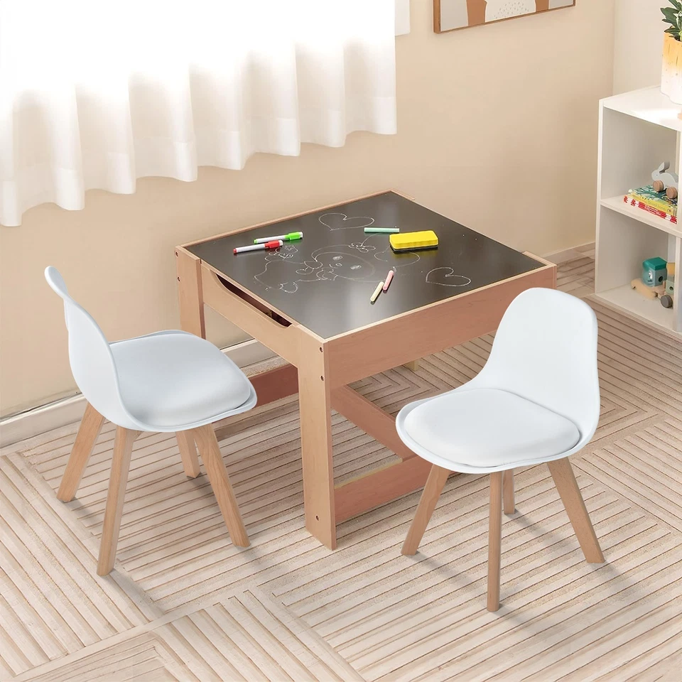 Juego de sillas de comedor para niños Homy Casa de 2/4 sillas de PP y PU para niños pequeños con patas de madera Foto 2 de 4