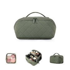 Travel Makeup Bag for ,Portable Water-resistant Cosmetic Bag,2Pcs Puffer Open...