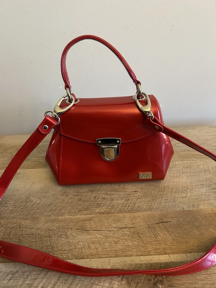 Cartera Beijo Clásica Brillante Caramelo Manzana Hebilla Cierre Cremallera Bolsillo 7" x 8" Foto 2 de 4