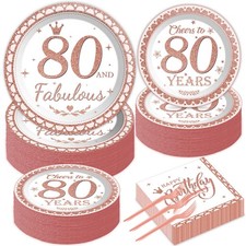 gisgfim 50 Guests 80th Birthday Plates and Napkins 80th Decorations for Women...