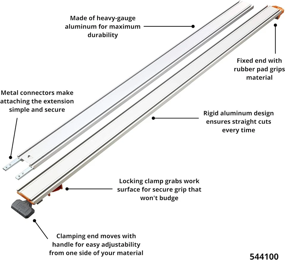 Guía de corte recto borde abrazadera BORA 100" NGX para sierras circulares aluminio Foto 3 de 4