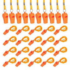 Plastic Whistles with Lanyard, 36 Pcs Orange-Fitting for Coaches/Referee 