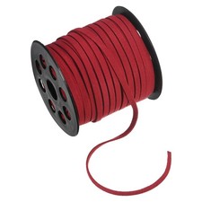 Faux Suede Leather Cord, 50 Yards 5mm Flat Suede Leather Lace [Wine Red]