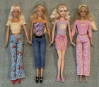 Barbie Doll Lot Of 4, Vintage 2000’s Y2K Dressed Denim Sleepover PJs Flare Jeans
