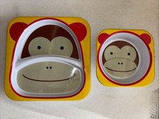 Skip Hop Zoo Plate  Bowl Set BPA-free Dishwasher Safe Melamine Monkey E4 