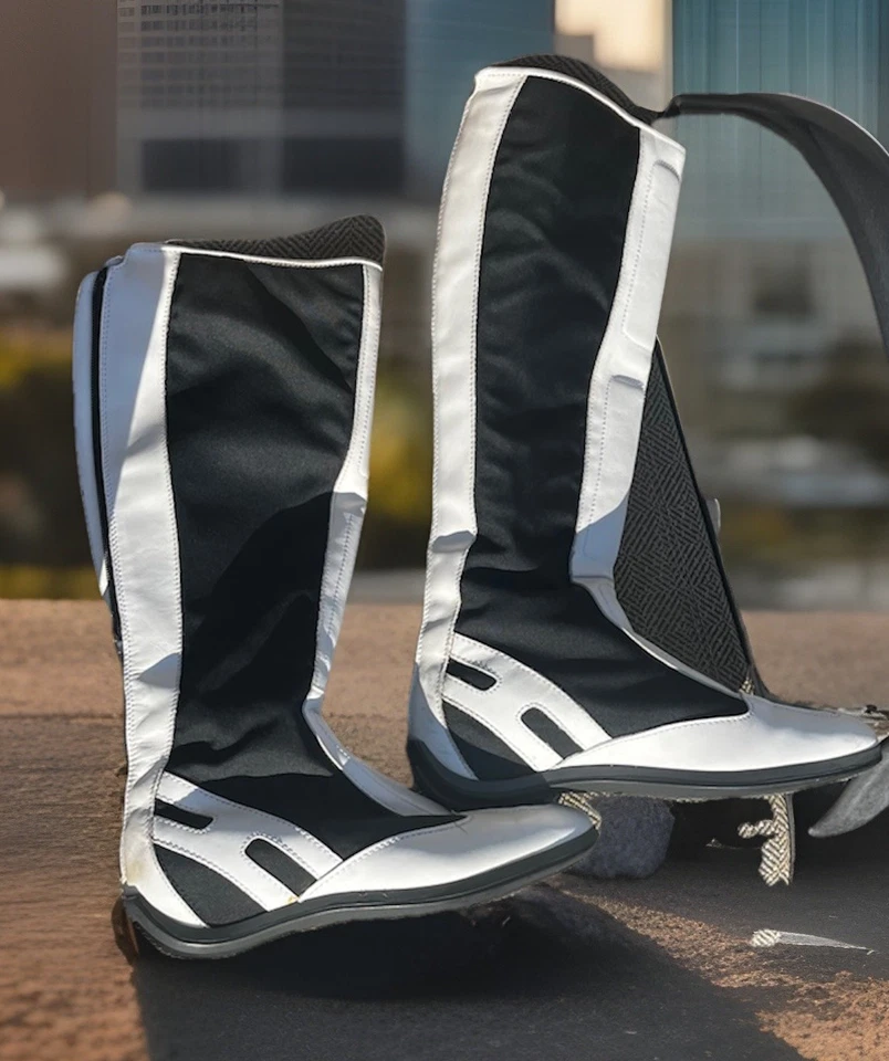 Bota Hudson De Colección Rara Moto Cuero Cremallera Mujer Talla 7 Pasarela Alta Moda Foto 2 de 4