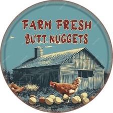 snowsun Tin Metal Signs Home D cor 8x8 Chicken Farm Fresh Butt Nuggets Vintage F