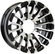 Aluminum Trailer Wheel 16X6 16" 8 Lug 6.5 Center Avalanche Machined Black Rim