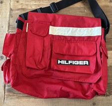Vtg Tommy Hilfiger 90’s Messenger Bag Crossbody Red White Multiple Pockets