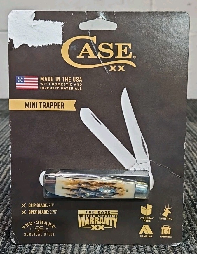 Case XX Knives 71170 Amber Bone Peach Seed Jig Mini Trapper 2