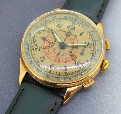 Ulysse Nardin Vintage Rose Gold Plated Scale Chronograph Watch 36MM