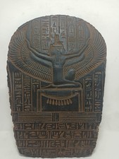 ANCIENT EGYPTIAN WINGED ISIS Stela - Goddess of Protection - Stone Hieroglyphic
