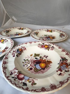4x Masons Fruit Basket tiefe Teller Suppenteller groß England Vintage