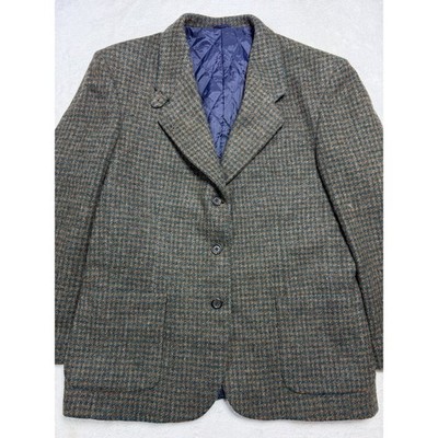 L.L. Bean VTG Wool Tweed Blazer Jacket Thinsulate Green Plaid Womens Sz. 10