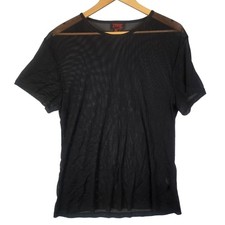 Tripp NYC Black Short Sleeve Fishnet Top Unisex Size XL Sheer Mesh Goth Punk