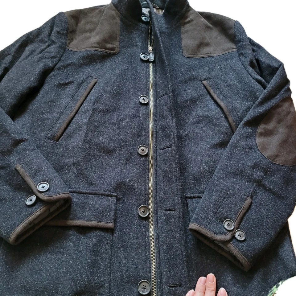 Abrigo Daniel Cremieux 100% Lana Para Hombre Mediano Firma Colección Parche Codo Azul Foto 3 de 4