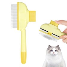 Katzenb&uuml;rste Hundekamm Flohkamm Haustierpflege Selbstreinigend Gelb