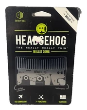 Hedgehog thin Wallet Comb 7 Function Tool TSA compliant USA made (c)