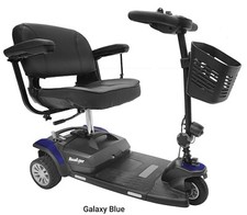 Mobility Scooter Three Wheels 300 lb Capacity Flat Free Tires Blue Roadster S3